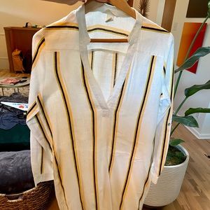 H&M linen cotton stripe Kaftan dress size medium.